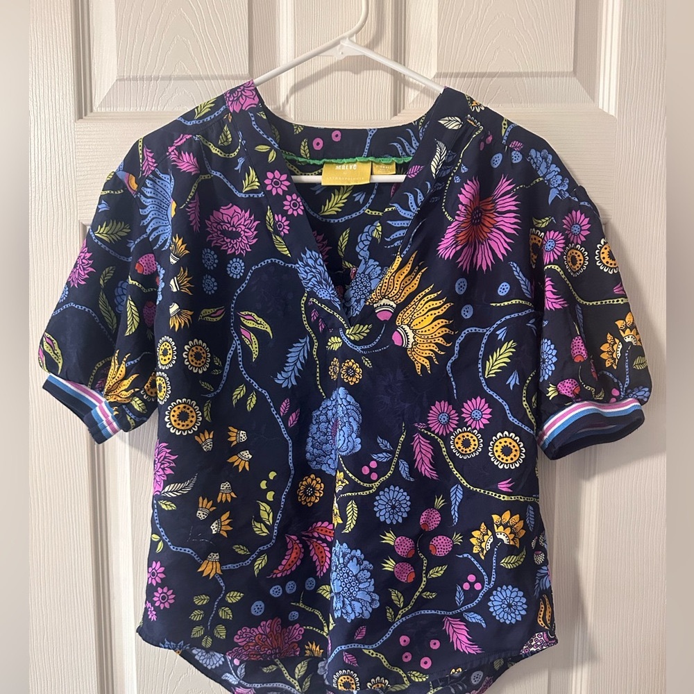 Maeve Black Floral Blouse
